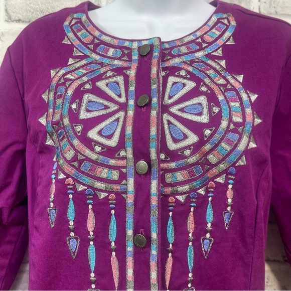 Bob Mackie Wearable Art Santa Fe Dreams Lightweight Jacket Medium - Picture 2 of 10